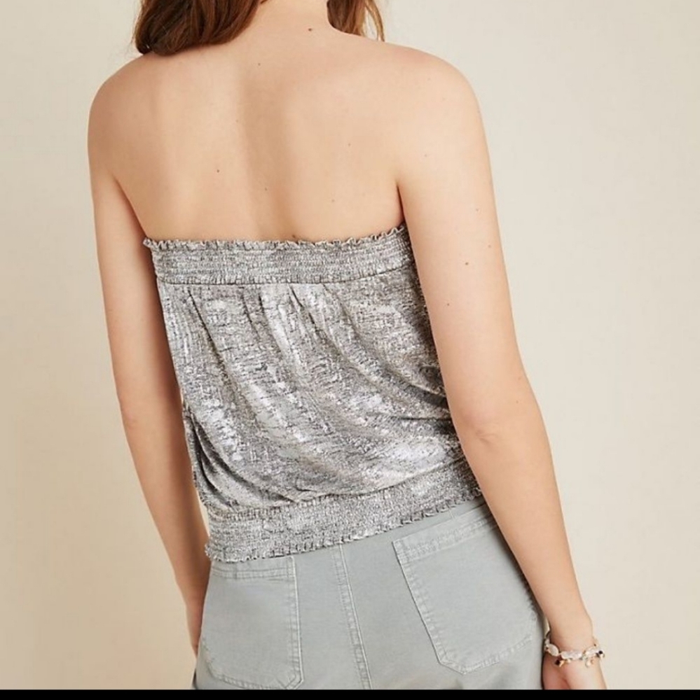 Silver Shimmer Shine  - Anthropologie Tube Top - Picture 5 of 9